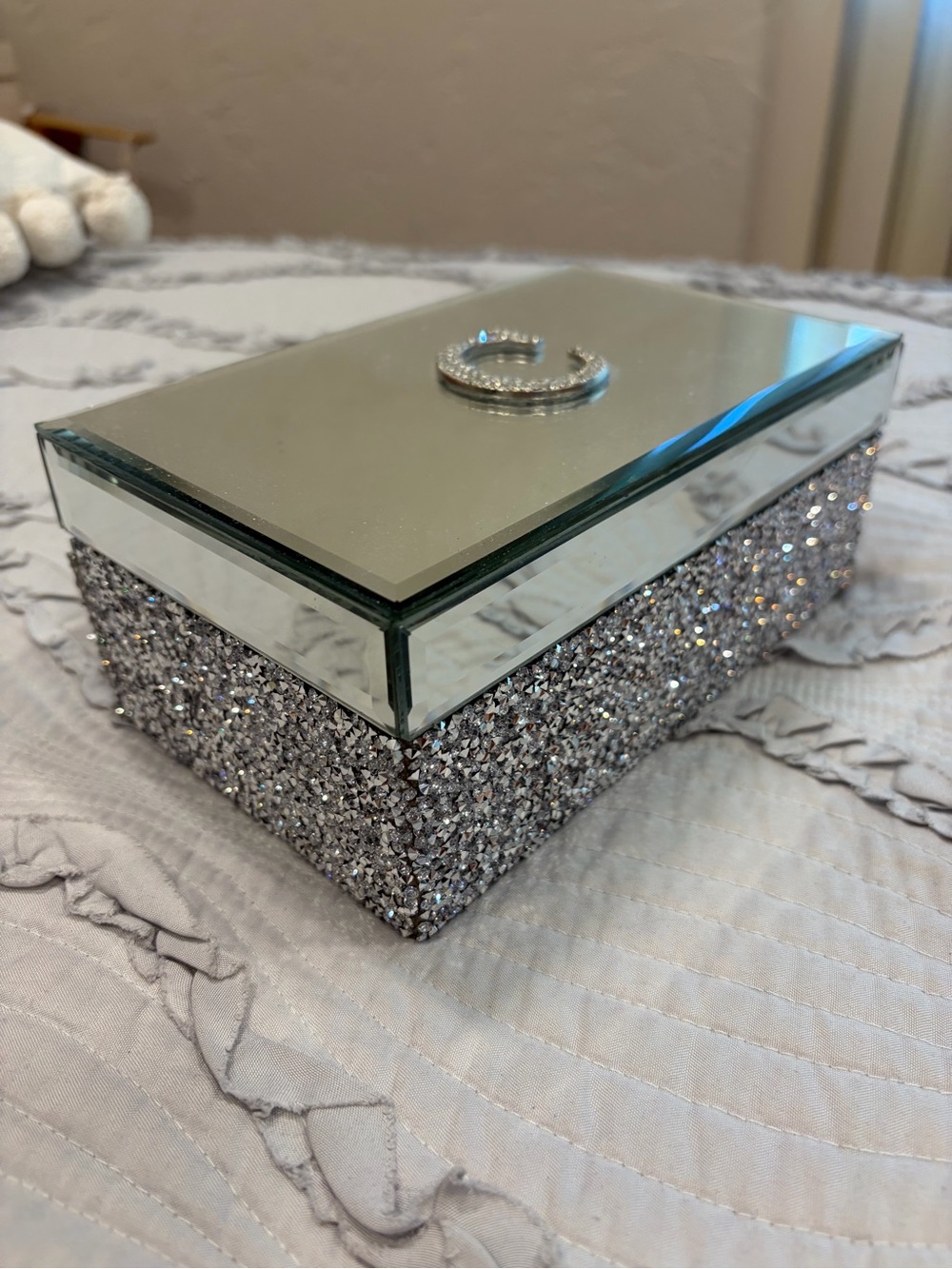 Mirrored Silver Glitter Jewelry Box - Brand